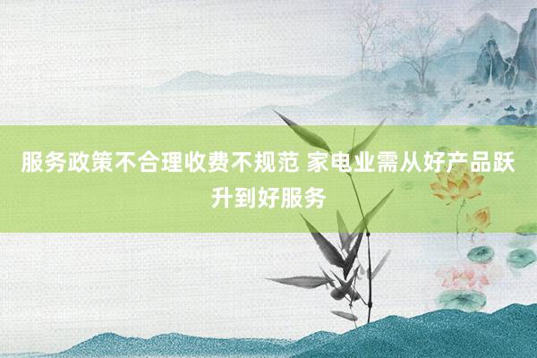 服务政策不合理收费不规范 家电业需从好产品跃升到好服务