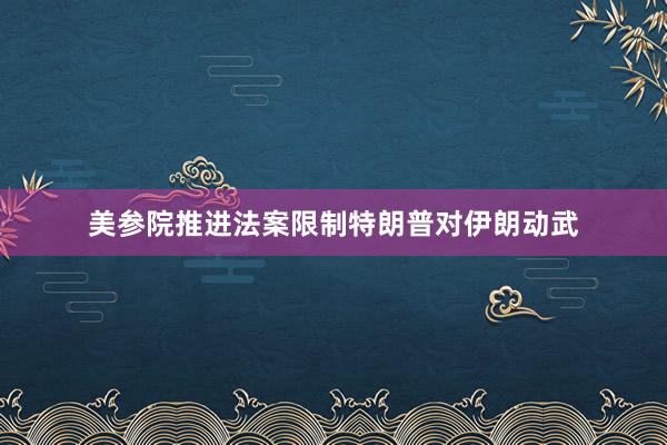 美参院推进法案限制特朗普对伊朗动武