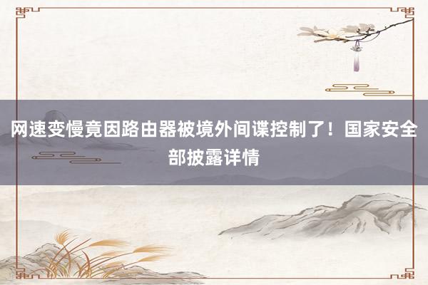 网速变慢竟因路由器被境外间谍控制了！国家安全部披露详情