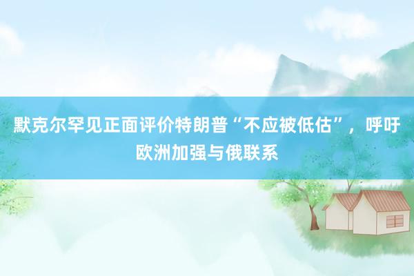 默克尔罕见正面评价特朗普“不应被低估”，呼吁欧洲加强与俄联系