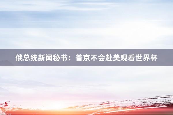 俄总统新闻秘书：普京不会赴美观看世界杯