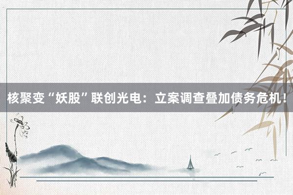 核聚变“妖股”联创光电：立案调查叠加债务危机！