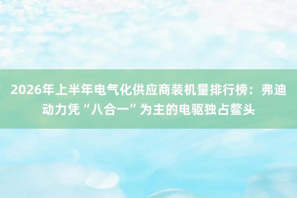 2026年上半年电气化供应商装机量排行榜：弗迪动力凭“八合一”为主的电驱独占鳌头