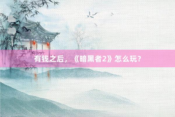 有钱之后，《暗黑者2》怎么玩？