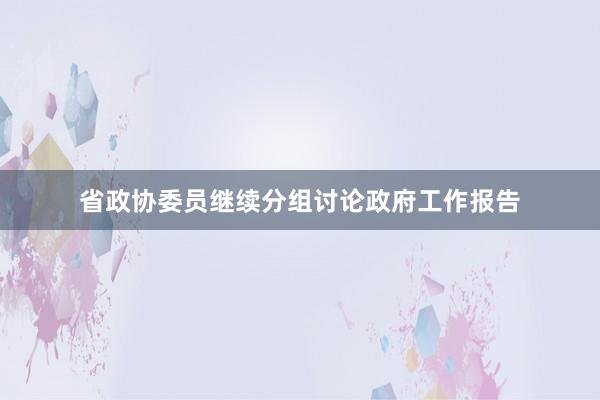 省政协委员继续分组讨论政府工作报告