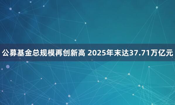 公募基金总规模再创新高 2025年末达37.71万亿元