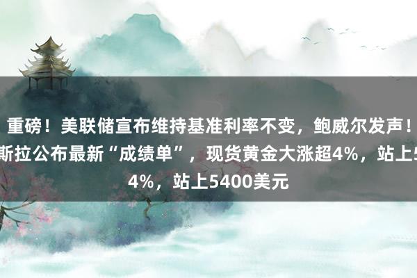 重磅！美联储宣布维持基准利率不变，鲍威尔发声！微软、特斯拉公布最新“成绩单”，现货黄金大涨超4%，站上5400美元