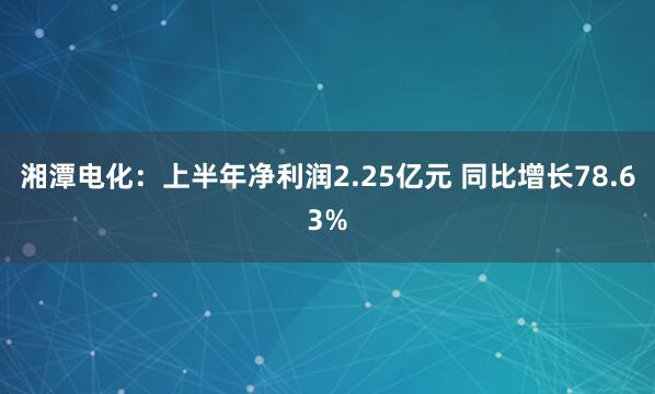 湘潭电化：上半年净利润2.25亿元 同比增长78.63%