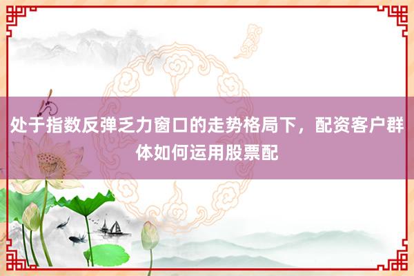 处于指数反弹乏力窗口的走势格局下，配资客户群体如何运用股票配