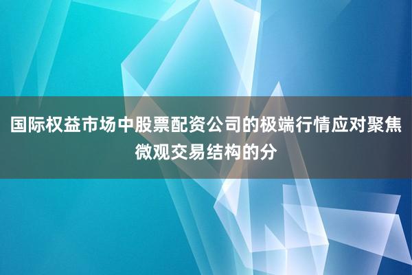 国际权益市场中股票配资公司的极端行情应对聚焦微观交易结构的分