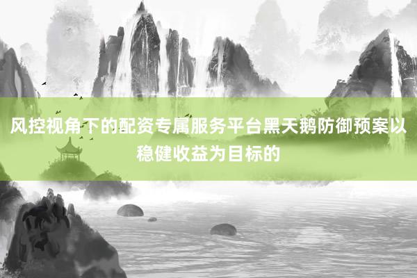 风控视角下的配资专属服务平台黑天鹅防御预案以稳健收益为目标的