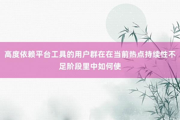高度依赖平台工具的用户群在在当前热点持续性不足阶段里中如何使