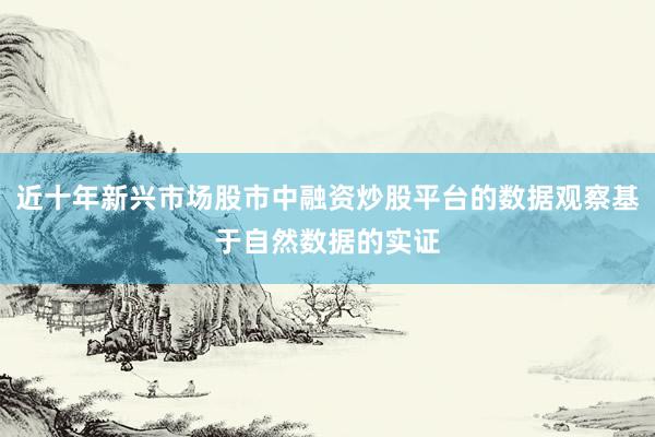 近十年新兴市场股市中融资炒股平台的数据观察基于自然数据的实证