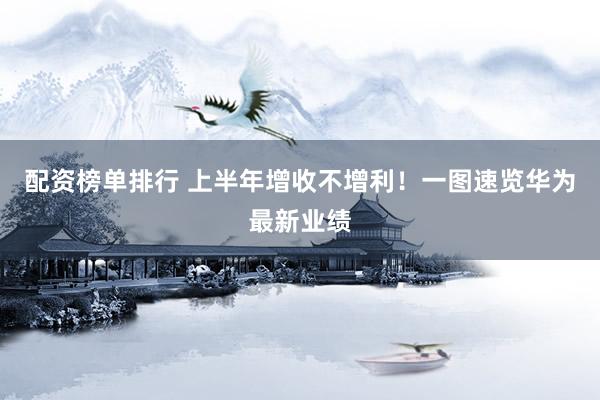 配资榜单排行 上半年增收不增利！一图速览华为最新业绩