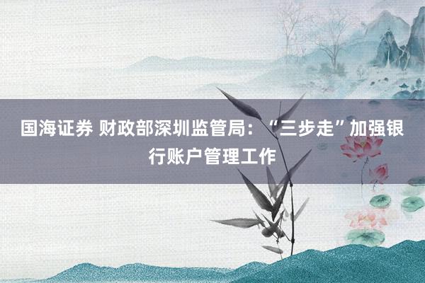 国海证券 财政部深圳监管局：“三步走”加强银行账户管理工作