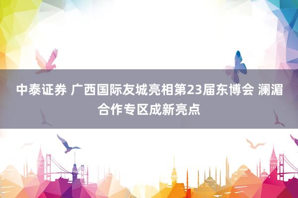 中泰证券 广西国际友城亮相第23届东博会 澜湄合作专区成新亮点