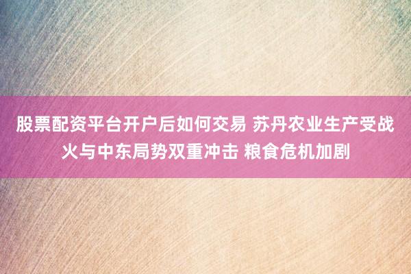股票配资平台开户后如何交易 苏丹农业生产受战火与中东局势双重冲击 粮食危机加剧