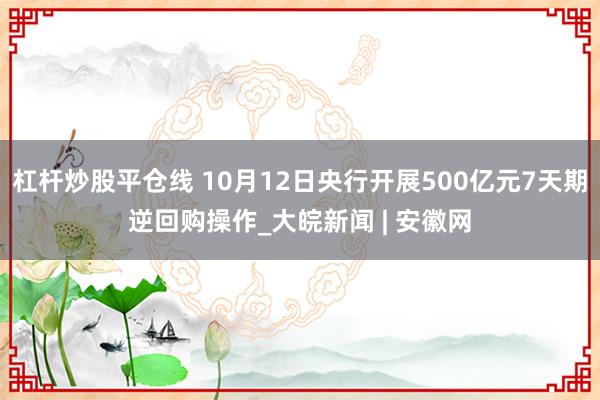 杠杆炒股平仓线 10月12日央行开展500亿元7天期逆回购操作_大皖新闻 | 安徽网