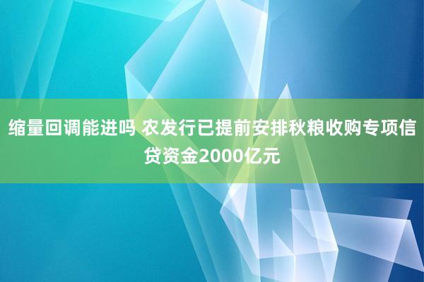 缩量回调能进吗 农发行已提前安排秋粮收购专项信贷资金2000亿元