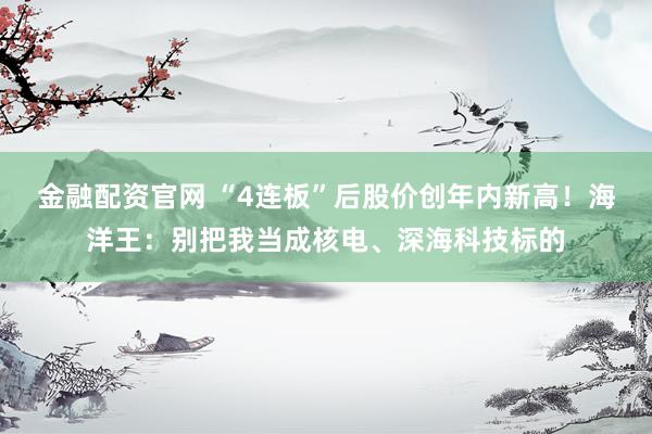 金融配资官网 “4连板”后股价创年内新高！海洋王：别把我当成核电、深海科技标的