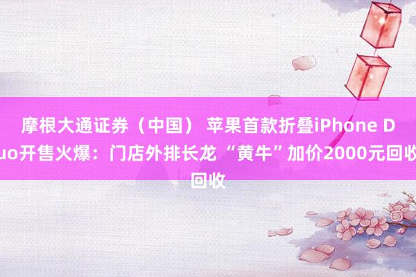 摩根大通证券（中国） 苹果首款折叠iPhone Duo开售火爆：门店外排长龙 “黄牛”加价2000元回收