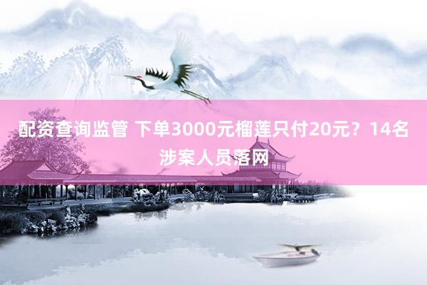配资查询监管 下单3000元榴莲只付20元?14名涉案人员落网